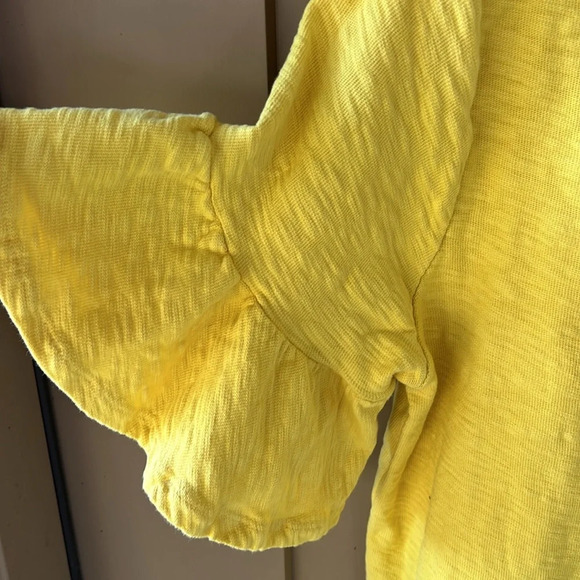 Anthropologie Postmark Sz L Mustard Yellow Christel Ruffled-Sleeve Top Cotton - Picture 7 of 8